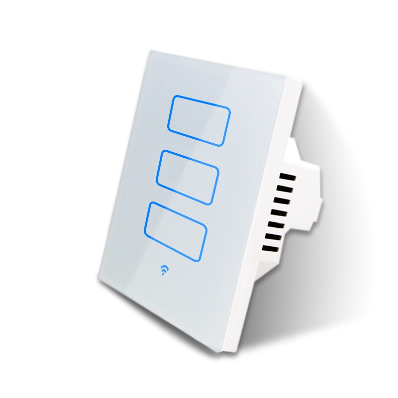 Smart Standalone 3 Zone Touch operated wifi Switch. White